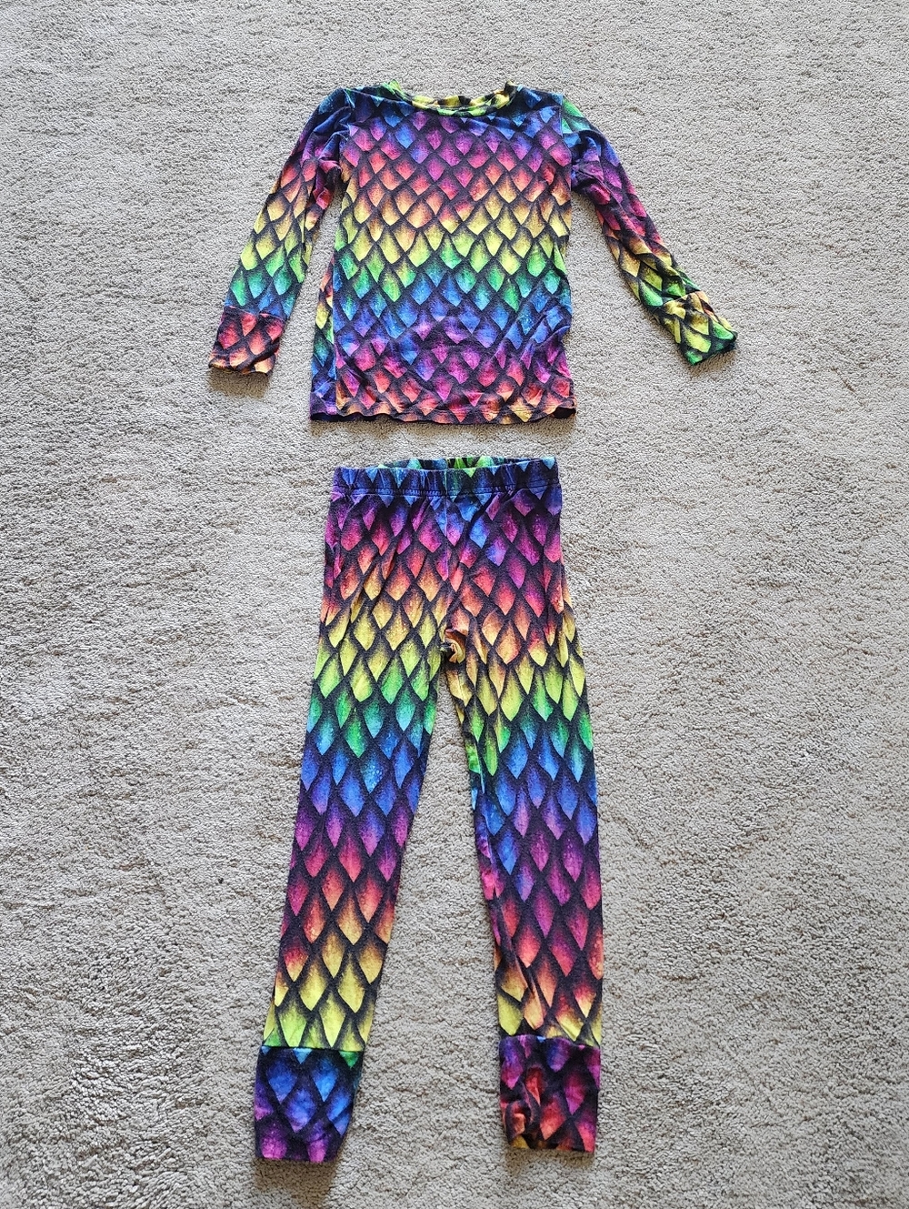 Bums & Roses Bamboo "Take The Thrown" Rainbow Scales Long Sleeve Pajama Set